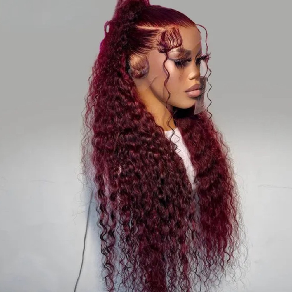 Human hair blend lace front wig
